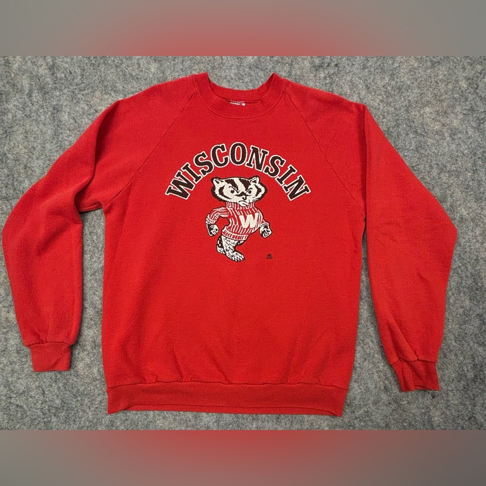 Wisconsin Badgers Crewneck | Vintage 1985 | Jerzees |‎ Large